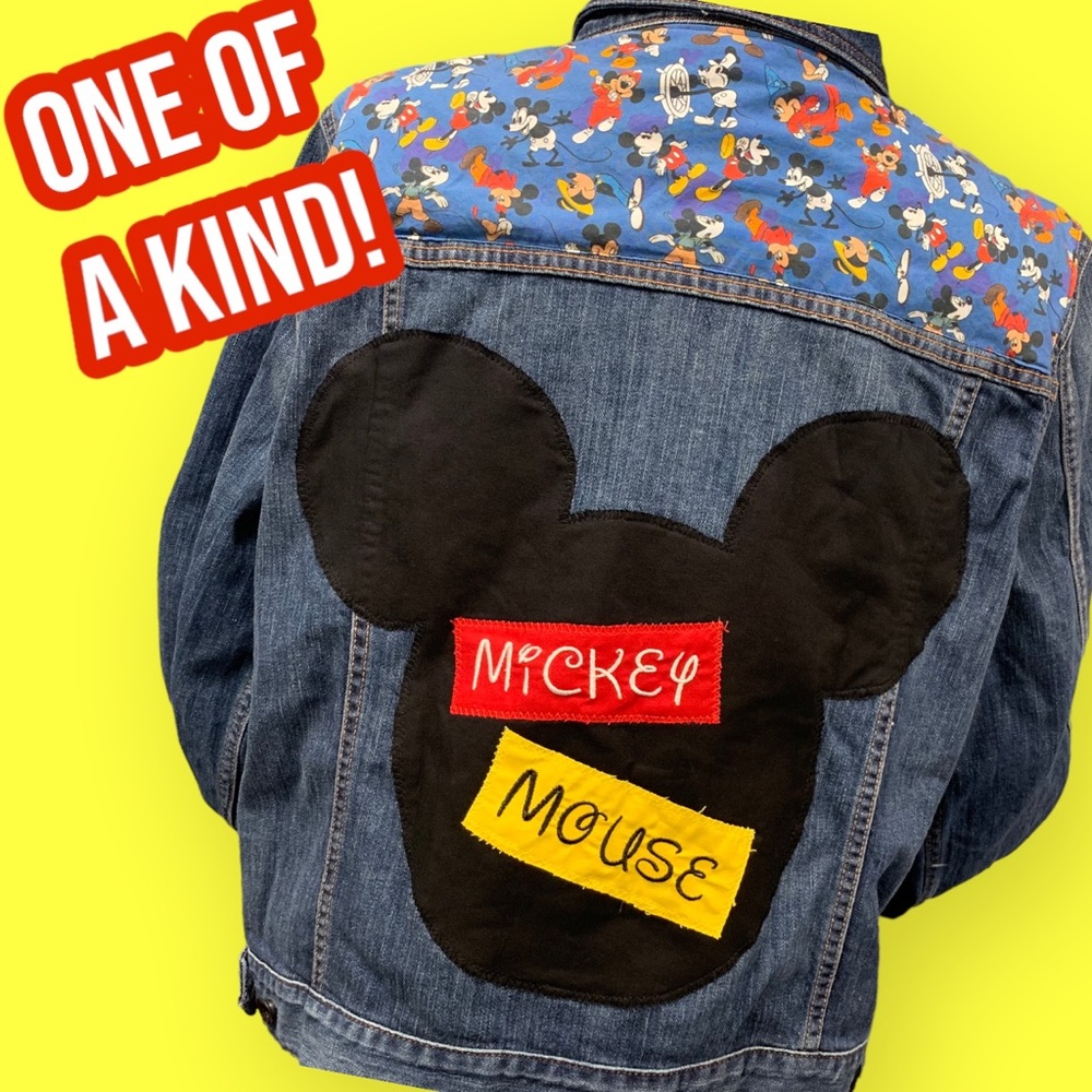 Disney Mickey Mouse Upcycled Denim Jacket